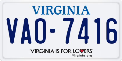 VA license plate VAO7416