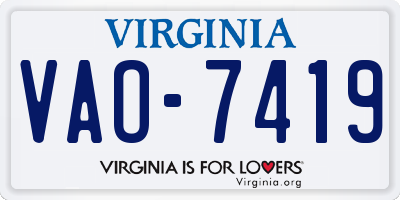 VA license plate VAO7419