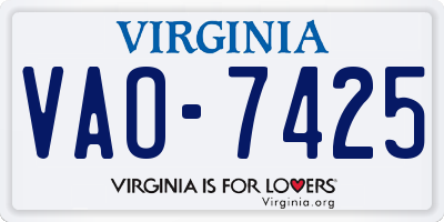 VA license plate VAO7425