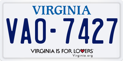 VA license plate VAO7427