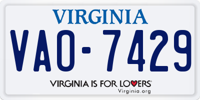 VA license plate VAO7429