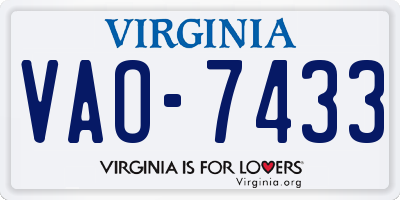 VA license plate VAO7433