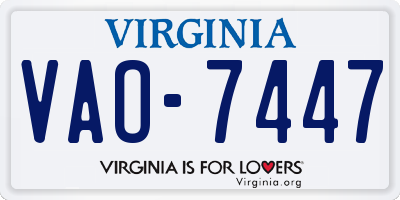 VA license plate VAO7447