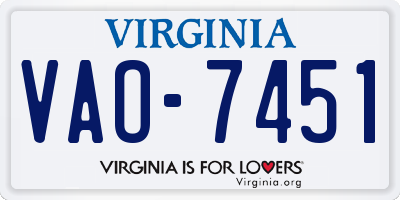 VA license plate VAO7451