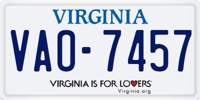 VA license plate VAO7457