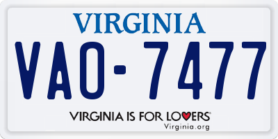 VA license plate VAO7477