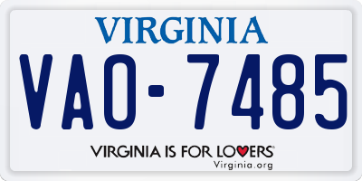 VA license plate VAO7485