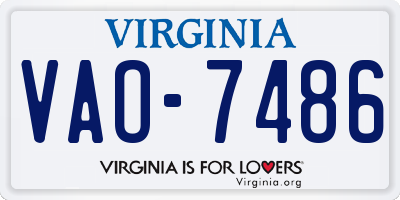 VA license plate VAO7486