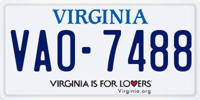 VA license plate VAO7488