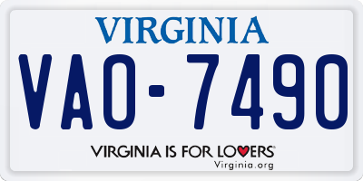 VA license plate VAO7490