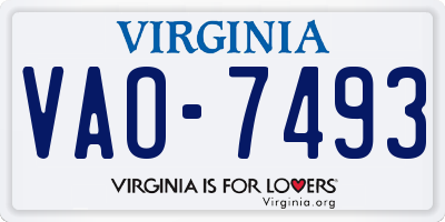 VA license plate VAO7493