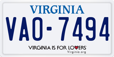 VA license plate VAO7494