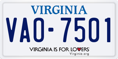 VA license plate VAO7501