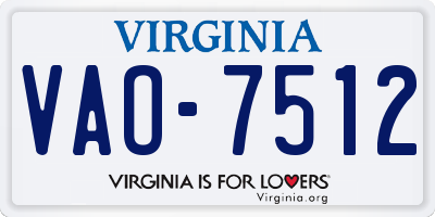 VA license plate VAO7512