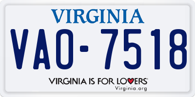 VA license plate VAO7518