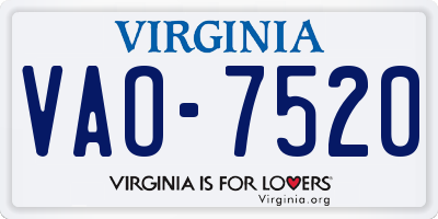 VA license plate VAO7520