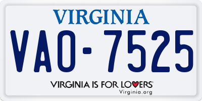 VA license plate VAO7525