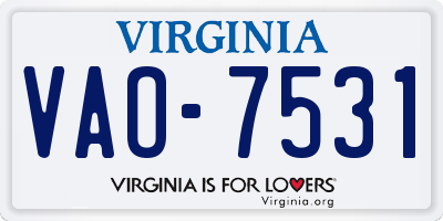 VA license plate VAO7531