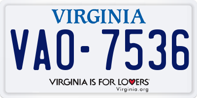 VA license plate VAO7536