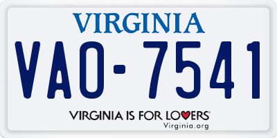 VA license plate VAO7541