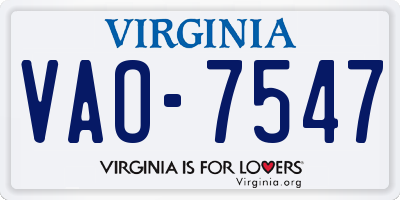 VA license plate VAO7547