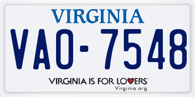 VA license plate VAO7548