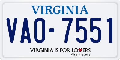 VA license plate VAO7551