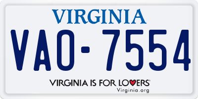 VA license plate VAO7554