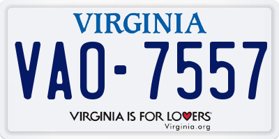 VA license plate VAO7557