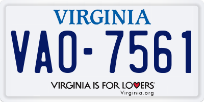 VA license plate VAO7561