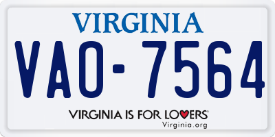 VA license plate VAO7564