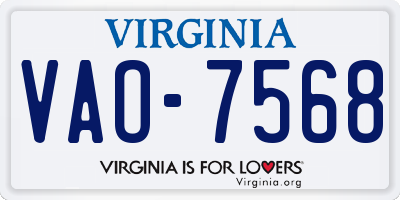 VA license plate VAO7568