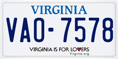 VA license plate VAO7578