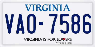 VA license plate VAO7586