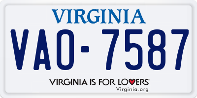 VA license plate VAO7587