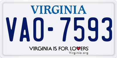 VA license plate VAO7593