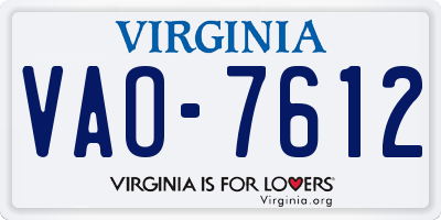 VA license plate VAO7612