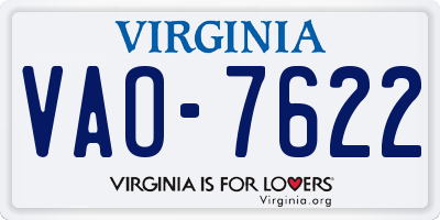 VA license plate VAO7622