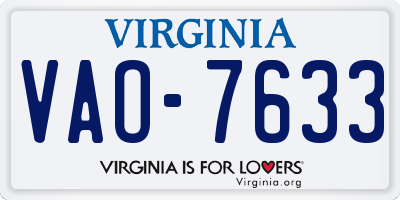 VA license plate VAO7633