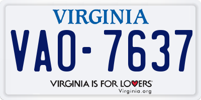 VA license plate VAO7637