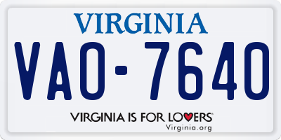 VA license plate VAO7640