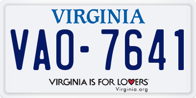 VA license plate VAO7641