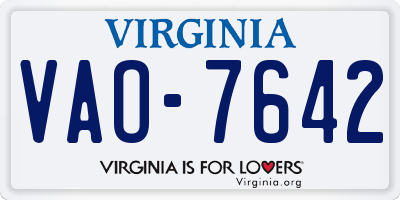 VA license plate VAO7642