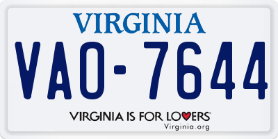 VA license plate VAO7644