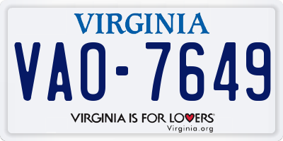 VA license plate VAO7649