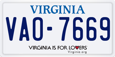 VA license plate VAO7669