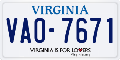 VA license plate VAO7671