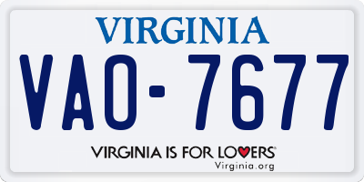 VA license plate VAO7677