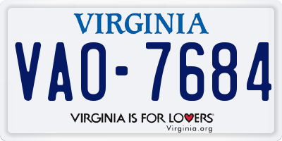 VA license plate VAO7684