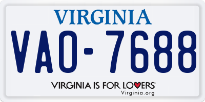 VA license plate VAO7688